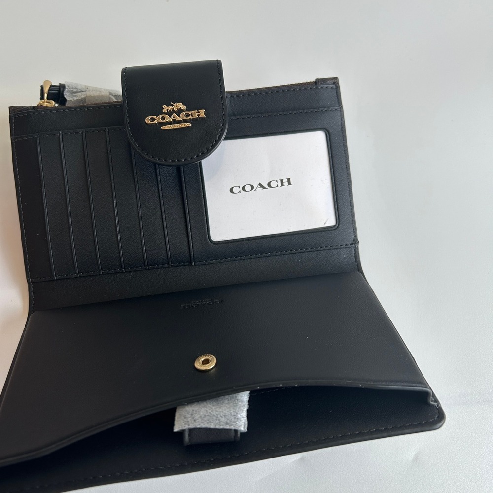 Coach Tech Phone Wallet In Signature Canvas Brown Black C2874 Clutch - Picture 3 of 5